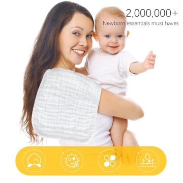 24 Pack Large Cotton Muslin Burp Cloths for Babies