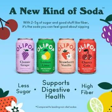 Fruity Fun OLIPOP Prebiotic Soda Pack - 12 Cans