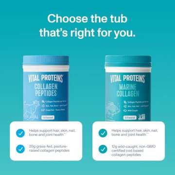 Vital Proteins Marine Collagen Peptides Powder Supplement for Skin Hair Nail Joint - Hydrolyzed Coll...