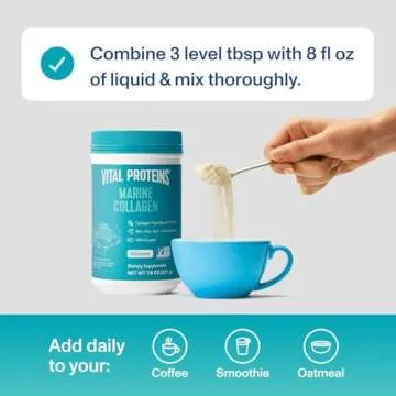 Vital Proteins Marine Collagen Peptides Powder Supplement for Skin Hair Nail Joint - Hydrolyzed Collagen - 12g per Serving - 7.8 oz Canister