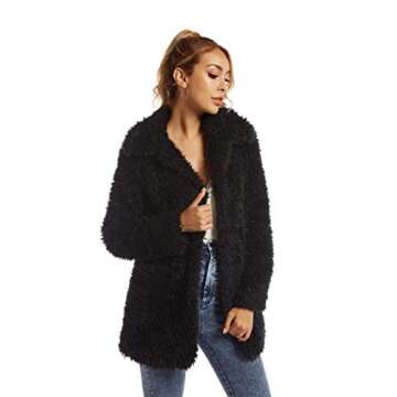 SUGAR POISON Elegant Faux Fur Coat | Women’s Open Front Jacket Casual Outerwear 2023