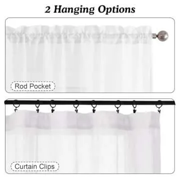 OWENIE Crushed White Sheer Curtains 84 Inch Length 2 Panels Set for Living Room/Bedroom, Rod Pocket White Light Filtering Semi Sheer Crinkled Curtains, 2 pcs, Each 42" W x 84" L