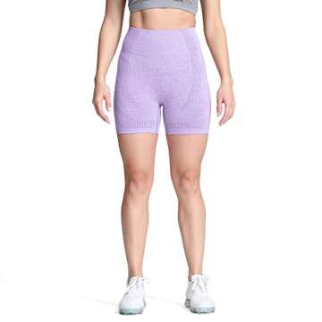 Aoxjox Seamless Workout Biker Shorts for Women High Waisted Exercise Athletic Gym Booty Running Yoga Short 5" (Vital Lilac Marl, Small)