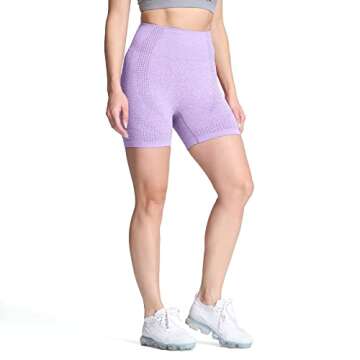 Aoxjox Seamless Workout Biker Shorts for Women High Waisted Exercise Athletic Gym Booty Running Yoga Short 5" (Vital Lilac Marl, Small)