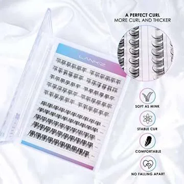 LANKIZ Natural Lash Cluster Eyelash Extensions, Antigone Babysbreath D Curl Lash Clusters Individual Lash Extensions, Mixed Length Soft Lightweight Reusable Wispies for Home Use