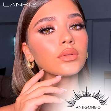 LANKIZ Natural Lash Cluster Eyelash Extensions, Antigone Babysbreath D Curl Lash Clusters Individual Lash Extensions, Mixed Length Soft Lightweight Reusable Wispies for Home Use
