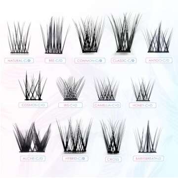 LANKIZ Natural Lash Cluster Eyelash Extensions, Antigone Babysbreath D Curl Lash Clusters Individual Lash Extensions, Mixed Length Soft Lightweight Reusable Wispies for Home Use