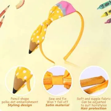 HOXIEYA Cute Pencil Bow Headband for Kids' Outfits