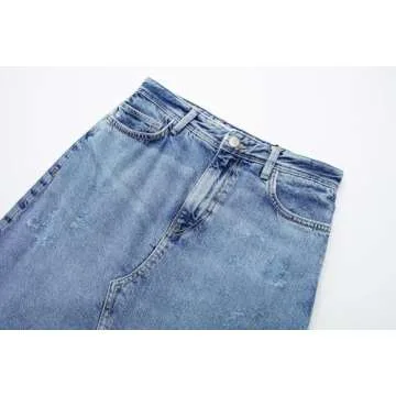 Drikio Womens Long Denim Skirt High Waist Split Skirt Zipper Up Maxi Skirts Stretch Jean Skirt with Pockets Runs Big