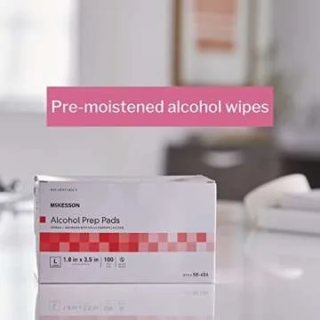 Premium McKesson Alcohol Prep Pads - Medical-Grade, 70% Isopropyl, Pack of 100, Sterile, Individuall...