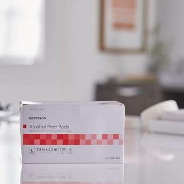 McKesson Alcohol Prep Pads [Pack of 100] 70% Isopropyl, Individually Wrapped Wipes, Sterile, Medical-Grade, First Aid, Large