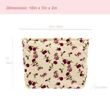 PAZIMIIK Makeup Bag Large Zipper Corduroy Make Up Pouch for Purse Travel Canvas Cosmetic Organizer f...