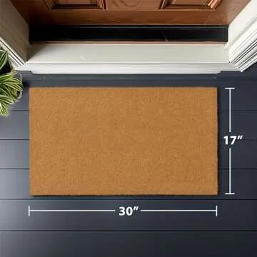 Barnyard Designs Natural Coco Coir Heavy Duty Backing Doormat - Large Cute Non-Slip Front Door Welcome Mat for Outside Entrance or Porch Entry, Brown (17x30, Plain Brown)
