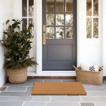 Barnyard Designs Natural Coco Coir Heavy Duty Backing Doormat - Large Cute Non-Slip Front Door Welcome Mat for Outside Entrance or Porch Entry, Brown (17x30, Plain Brown)