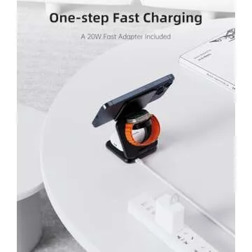 Foldable Magnetic Wireless Charger, KU XIU X40 Aluminum Alloy 3 in 1 Charging Station for Apple, Fast Charging Travel Charger for iPhone 16 15 14 13 12 Series, 5W for Apple Watch Ultra, AirPods, Black