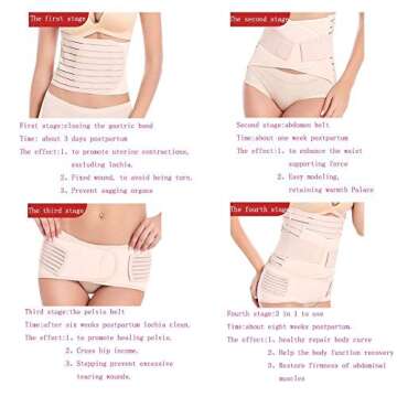 3 in 1 Postpartum Support - Recovery Belly Wrap Girdle Support Band Belt Body Shaper (Beige, Plus Size (Pack of 1))