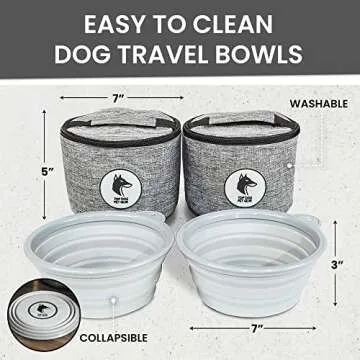 Top Dog Pet Gear Grey Dog Travel Bag for Supplies - Includes Travel Bag, Travel Dog Bowls, Food Storage - Airline Approved Dog Bags for Traveling - Dog Travel Accessories for Camping, Beach