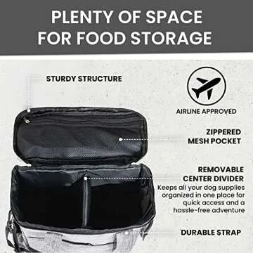 Top Dog Pet Gear Grey Dog Travel Bag for Supplies - Includes Travel Bag, Travel Dog Bowls, Food Storage - Airline Approved Dog Bags for Traveling - Dog Travel Accessories for Camping, Beach