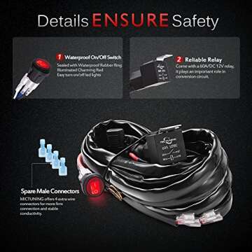 MICTUNING HD+ 12 Gauge Wiring Harness Kit for LED Lights