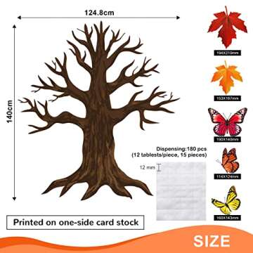 60 Pieces 70 x 55 Inch Classroom Big Tree Bulletin Board Set with Leaves and Butterflies, Woodland W...
