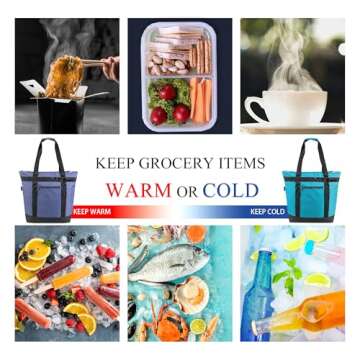 BeeGreen Insulated Cooler Bags Waterproof Soft Cold Bag for Pincin Grocery Travel Large Collapsible Food Lunch Bag with Zippered Top Leak Proof Portable Thermal Bag with Handles