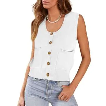 Yousify Women's Sweater Vests Tank Tops Business Casual Outfits for Women Spring Clothes Trendy Whit...