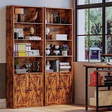 IRONCK Industrial Bookshelves and Bookcases with Doors Floor Standing 6 Shelf Display Storage Shelve...