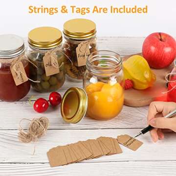 Jaisie.W Mason Jars 16 oz 12Pack with 6 Extra Lids, Glass Pint Canning Jars 16 oz - 16oz mason jars with silver lids and extra 6 gold lids for Canning/Preserving/Meal Prep