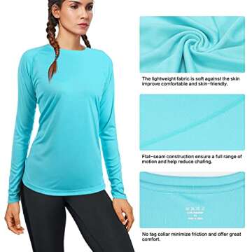 isnowood Women's UPF 50+ Long Sleeve Rash Guard Shirt