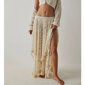 R.Vivimos Women Lace Long Skirts for Summer Style