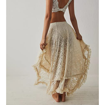 R.Vivimos Women Lace Long Skirts for Summer Style