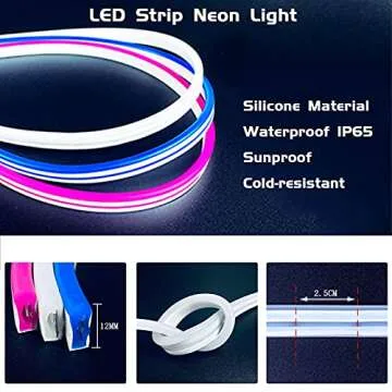 JO.KO LED Neon Light Strip 12v Waterproof DIY 16.4 Ft White