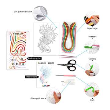 Uniquilling Quilling Paper Quilling Kits for Adults and Kids Beginner, Exquisite Handmade for DIY Paper Filigree Painting Kits, Home Room Wall Art Decor Best Gifts, 8 * 10-inch Betta(Basic)