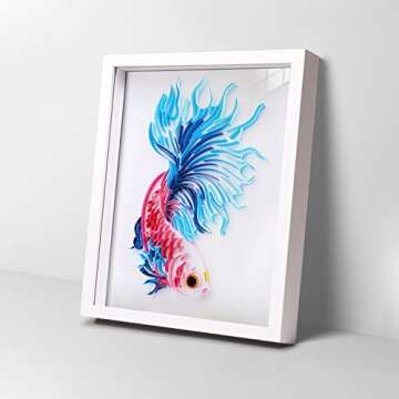 Uniquilling Quilling Paper Quilling Kits for Adults and Kids Beginner, Exquisite Handmade for DIY Paper Filigree Painting Kits, Home Room Wall Art Decor Best Gifts, 8 * 10-inch Betta(Basic)