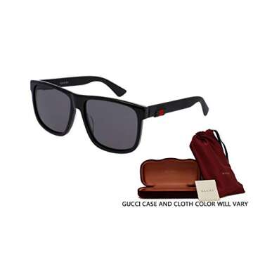 Gucci GG0010S 001 58M Black/Grey Square Sunglasses For Men For Women+FREE Complimentary Eyewear Care...