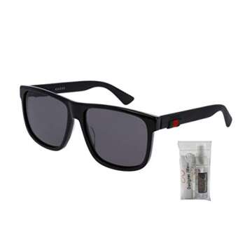 Gucci GG0010S 001 58M Black/Grey Square Sunglasses For Men For Women+FREE Complimentary Eyewear Care Kit