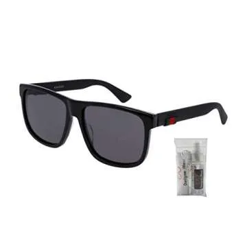Gucci GG0010S 001 58M Black/Grey Square Sunglasses For Men For Women+FREE Complimentary Eyewear Care Kit