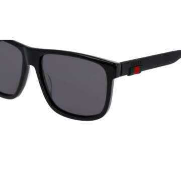 Gucci GG0010S 001 58M Black/Grey Square Sunglasses For Men For Women+FREE Complimentary Eyewear Care Kit