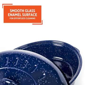 IMUSA USA 18" Traditional Vintage Style Blue Speckled Enamel on Steel Covered Oval Roaster