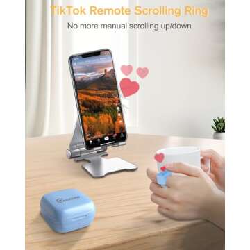 ADZERD Remote Control for TikTok, Page Turner for iPhone/iPad, Bluetooth Camera Video Recording Remo...