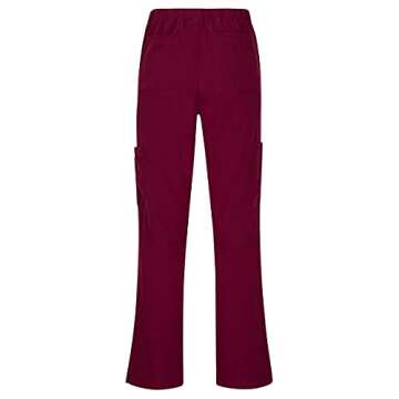 Natural Uniforms Women's Cool Stretch V-Neck Top and Cargo Pant Set (Burgundy, Medium)