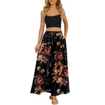 Yincro Women's Flowy Maxi Skirt - Stylish Summer Essential