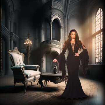 UNDERWRAPS Black Vampire Dress - Gothic Vampire Full Length Dress Halloween Custome for Women, Sexy ...