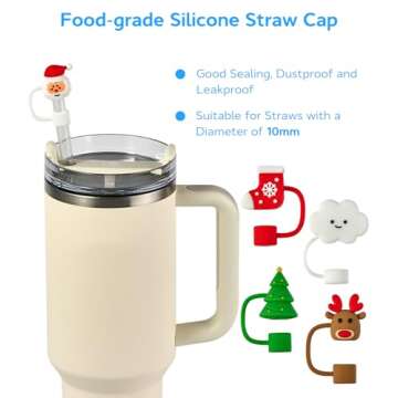 5-Pack Straw Covers Cap for Stanley Cup, Food-Grade Silicone Straw Toppers for 30&40 Oz Stanley Cups...