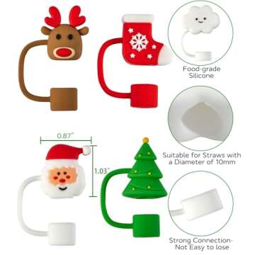 5-Pack Straw Covers Cap for Stanley Cup, Food-Grade Silicone Straw Toppers for 30&40 Oz Stanley Cups, Reusable Dust-Proof Straw Tips for 10mm (0.4in) Straws, Stanley Tumbler Accessories