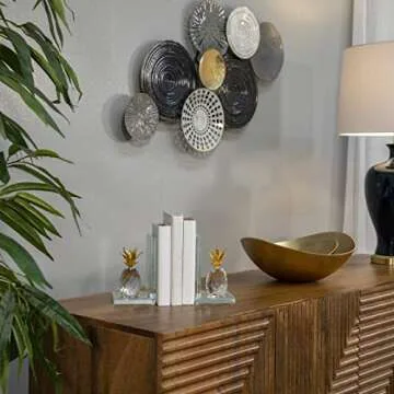 Sagebrook Home Crystal Pineapple Bookends, Clear (Set of 2)