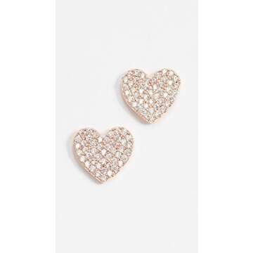 kate spade new york Pave Heart Rose Gold Stud Earrings for Stylish Elegance