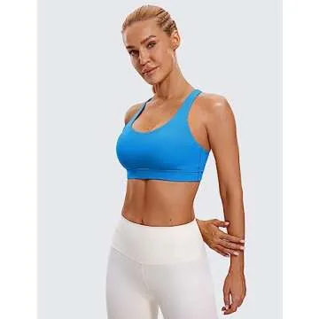 CRZ YOGA Women's Strappy Sports Bras for Yoga and Fitness - Madagascar Blue