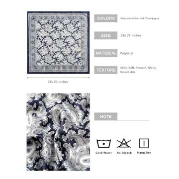 AWAYTR 23 Inches Satin Head Scarves for Women 4PCS Square Silk Like Hair Scarves Silk Hair Bandanas ...