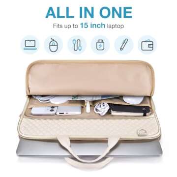 BAGSMART 15.6 inch Laptop Shoulder bag, Laptop Sleeve Compatible with MacBook Pro 16 Inch,15.6 inch HP,Dell,Acer Aspire,Asus Notebook,Laptop Protective Case with Shoulder Strap,Pocket,Handle,Beige
